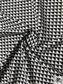 Italian Half Square Triangles Jacket Weight Wool Suiting - Black / Ivory