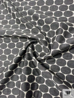 Italian Circle Pattern Jacket Weight 2-Ply Flannel Wool Suiting With Fused Back - Grey / Ecru White 11 Italian Circle Pattern Jacket Weight 2-Ply Flannel Wool Suiting With Fused Back - Grey / Ecru White -Fabrics And Fabrics Store 11690 2