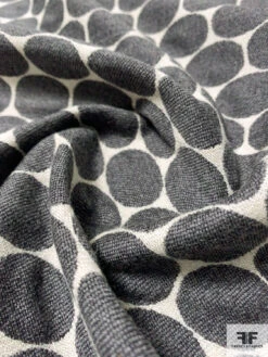 Italian Circle Pattern Jacket Weight 2-Ply Flannel Wool Suiting With Fused Back - Grey / Ecru White 12 Italian Circle Pattern Jacket Weight 2-Ply Flannel Wool Suiting With Fused Back - Grey / Ecru White -Fabrics And Fabrics Store 11690 3