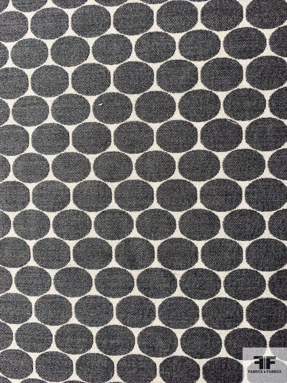 Italian Circle Pattern Jacket Weight 2-Ply Flannel Wool Suiting With Fused Back - Grey / Ecru White 7 Italian Circle Pattern Jacket Weight 2-Ply Flannel Wool Suiting With Fused Back - Grey / Ecru White - Image 5