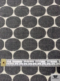 Italian Circle Pattern Jacket Weight 2-Ply Flannel Wool Suiting With Fused Back - Grey / Ecru White 14 Italian Circle Pattern Jacket Weight 2-Ply Flannel Wool Suiting With Fused Back - Grey / Ecru White -Fabrics And Fabrics Store 11690 5