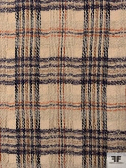 Italian Plaid Textured Jacket Weight Wool Suiting With Mohair Yarns - Light Khaki / Navy / Brown / Saddle 13 Italian Plaid Textured Jacket Weight Wool Suiting With Mohair Yarns - Light Khaki / Navy / Brown / Saddle -Fabrics And Fabrics Store 11697 4