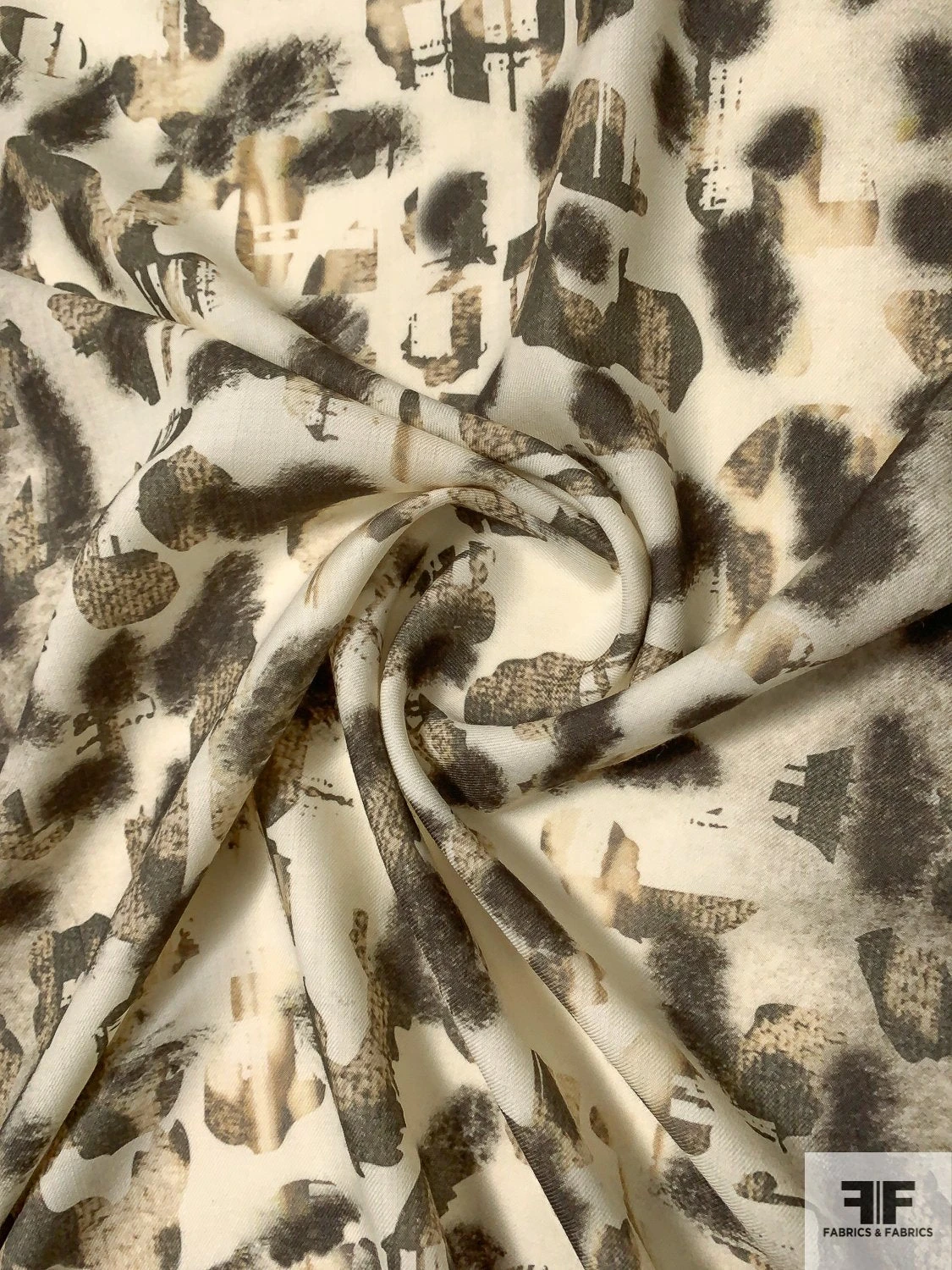 Italian Plain-Weave Abstract Printed Wool - Stone / Grey / Off-White 3 Italian Plain-Weave Abstract Printed Wool - Stone / Grey / Off-White