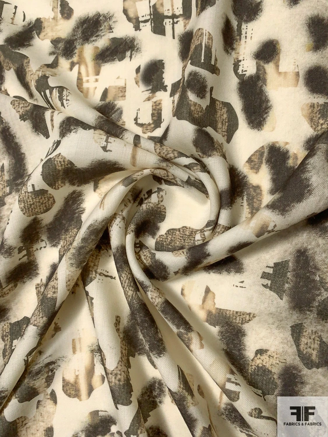 Italian Plain-Weave Abstract Printed Wool - Stone / Grey / Off-White 5 Italian Plain-Weave Abstract Printed Wool - Stone / Grey / Off-White - Image 3