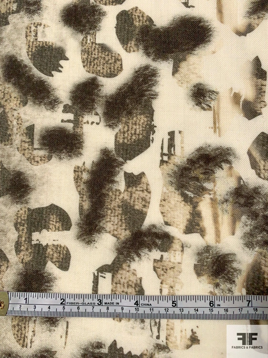 Italian Plain-Weave Abstract Printed Wool - Stone / Grey / Off-White 7 Italian Plain-Weave Abstract Printed Wool - Stone / Grey / Off-White - Image 5