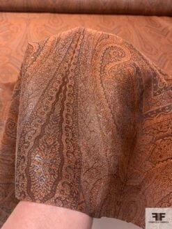 Italian Paisley Silk And Poly Organza-Like Lamé - Caramel / Brown / Grey / Silver -Fabrics And Fabrics Store 11707 6 4b3455ce 177c 4a36 b426 daa04f846948