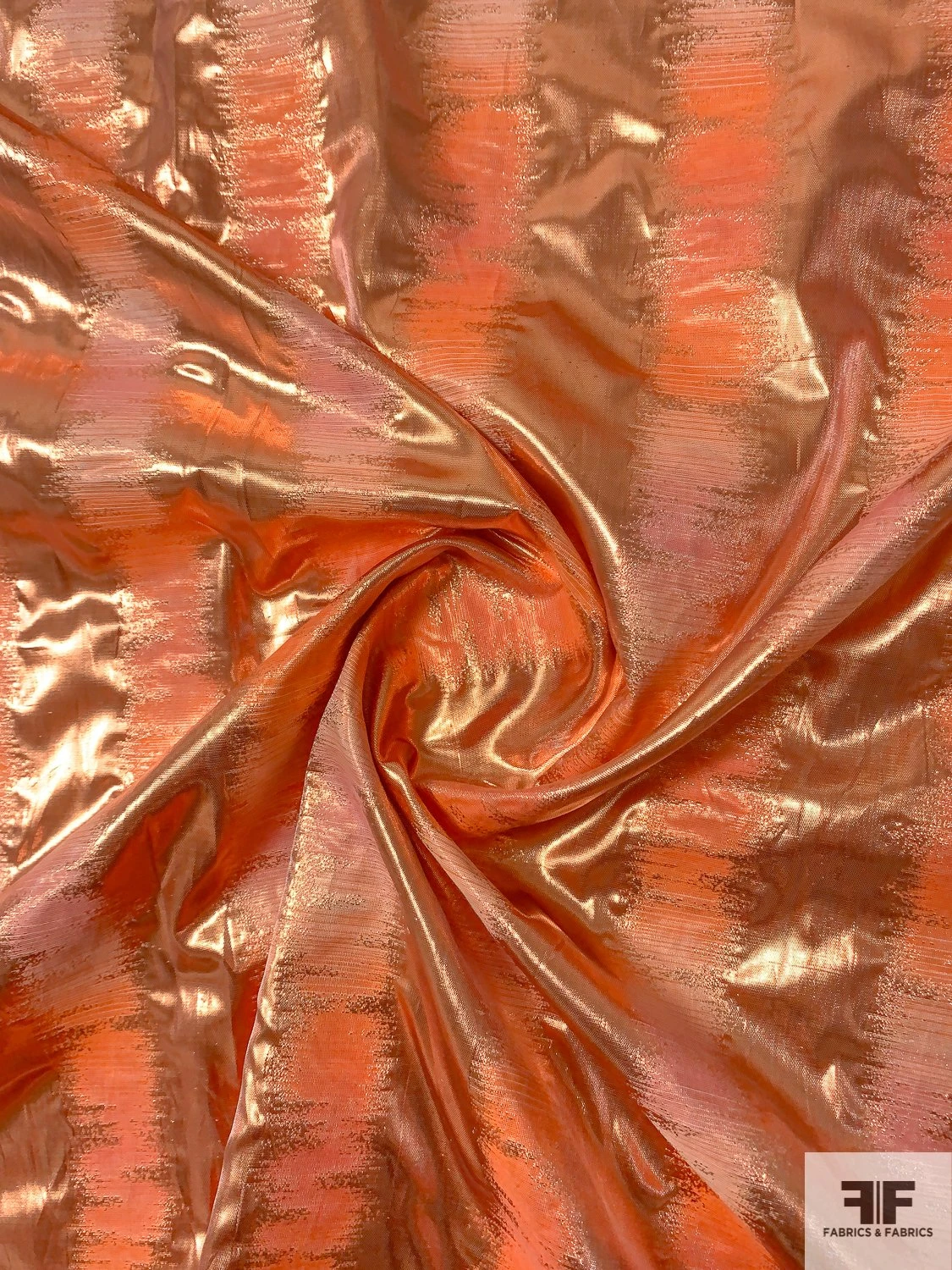 Italian Vertical Striped 2-Ply Lamé - Orange / Bright Copper 3 Italian Vertical Striped 2-Ply Lamé - Orange / Bright Copper