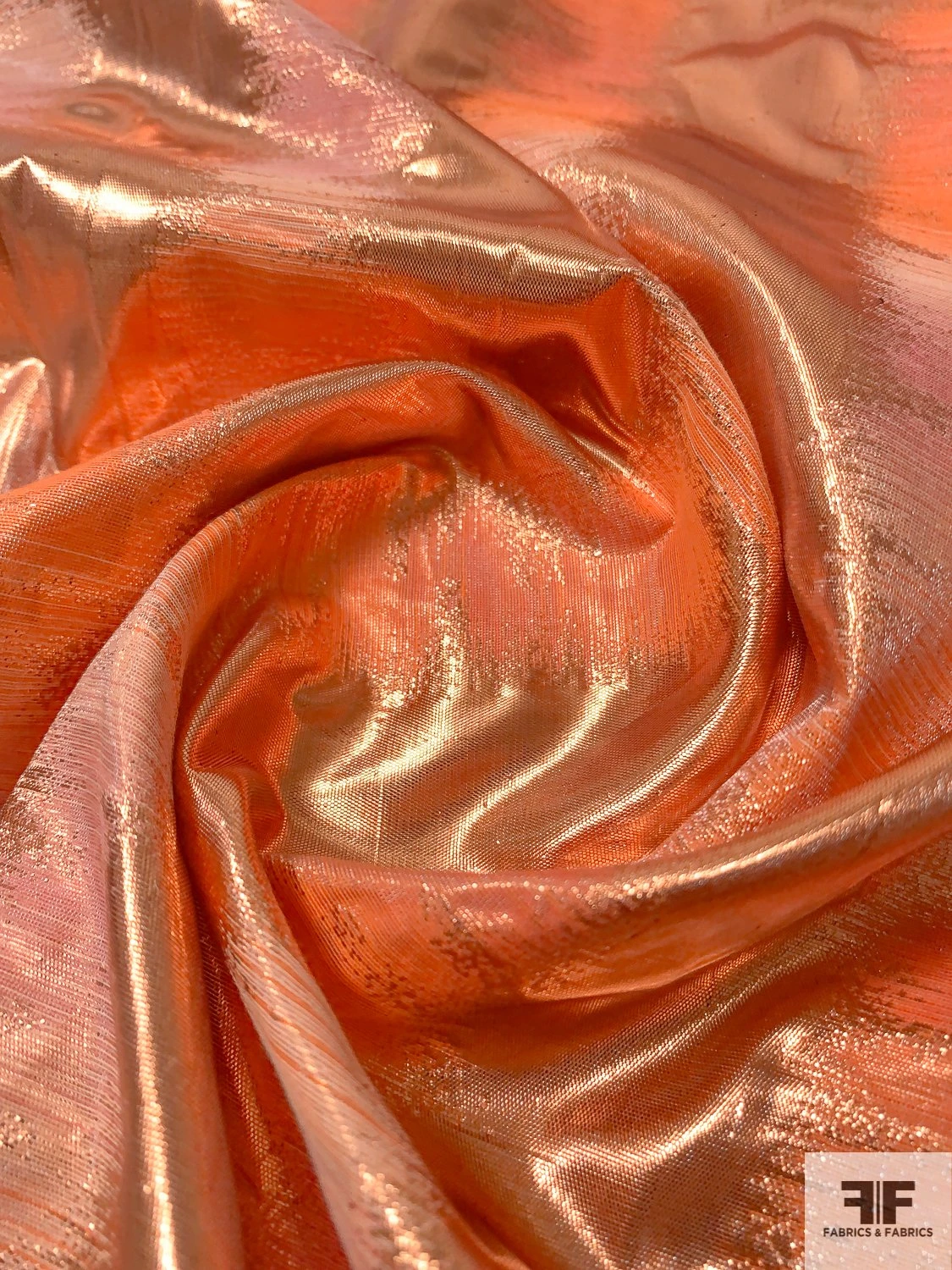 Italian Vertical Striped 2-Ply Lamé - Orange / Bright Copper 6 Italian Vertical Striped 2-Ply Lamé - Orange / Bright Copper - Image 4