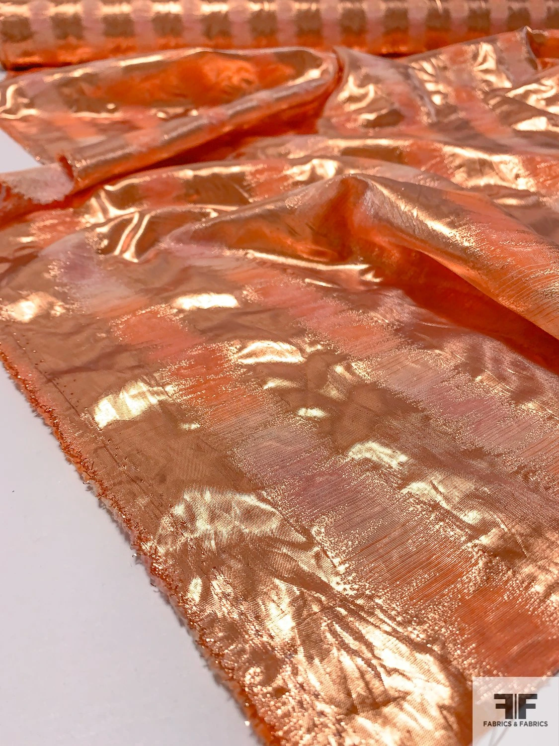Italian Vertical Striped 2-Ply Lamé - Orange / Bright Copper 9 Italian Vertical Striped 2-Ply Lamé - Orange / Bright Copper - Image 7