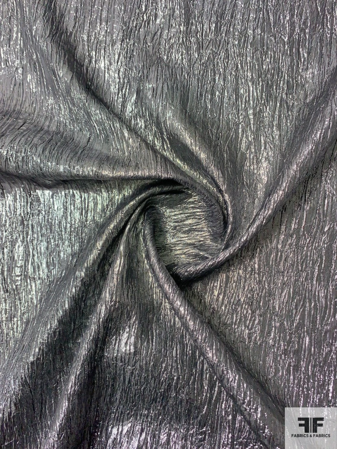 Italian Crinkled Polyester Lamé - Metallic Grey 5 Italian Crinkled Polyester Lamé - Metallic Grey - Image 3