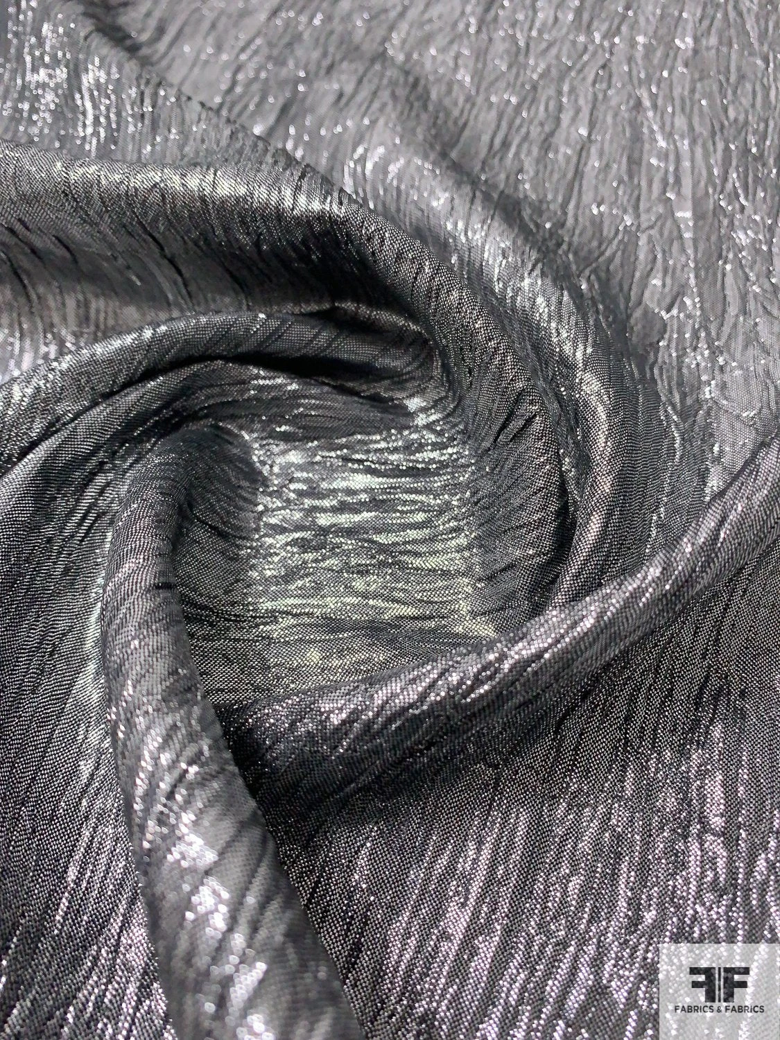 Italian Crinkled Polyester Lamé - Metallic Grey 6 Italian Crinkled Polyester Lamé - Metallic Grey - Image 4