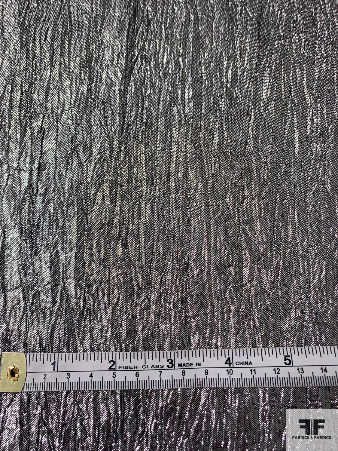 Italian Crinkled Polyester Lamé - Metallic Grey 8 Italian Crinkled Polyester Lamé - Metallic Grey - Image 6