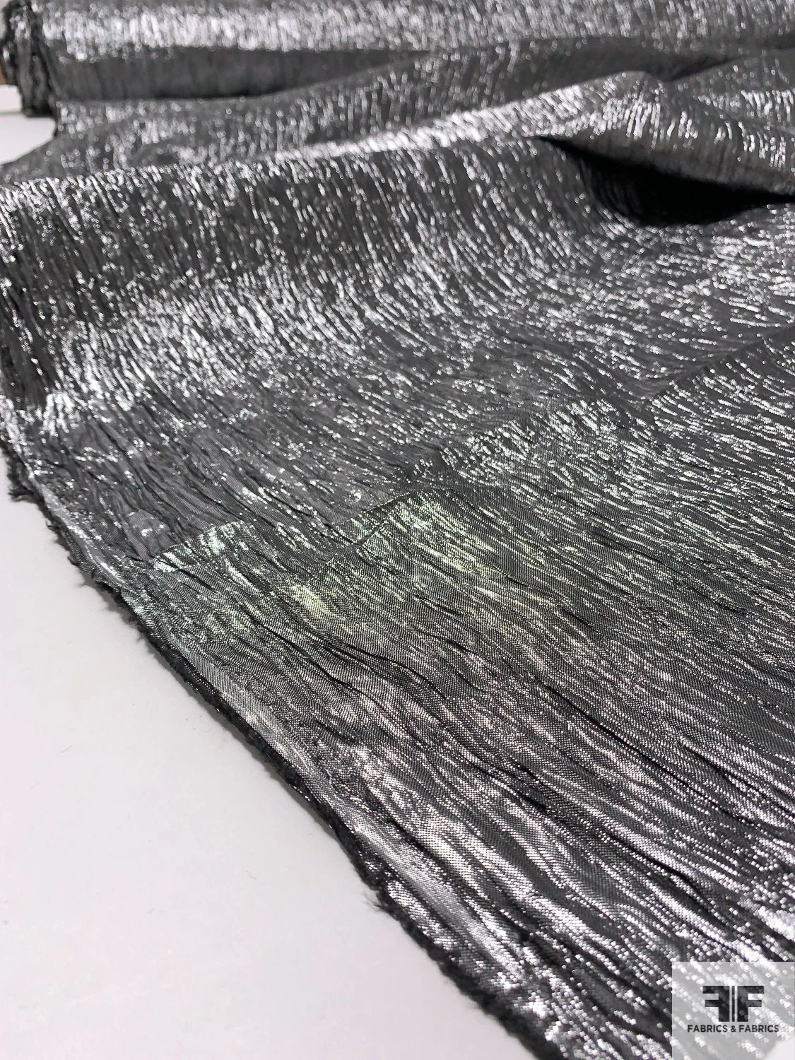 Italian Crinkled Polyester Lamé - Metallic Grey 9 Italian Crinkled Polyester Lamé - Metallic Grey - Image 7