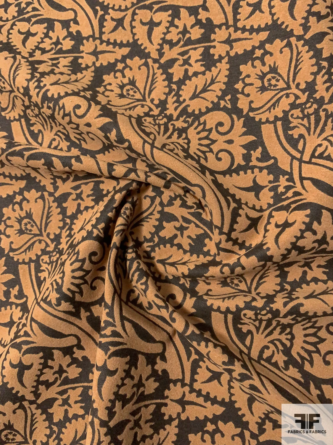 Ornate Tree Stem Embossed Cotton Velveteen - Tan / Brown Stone 6 Ornate Tree Stem Embossed Cotton Velveteen - Tan / Brown Stone - Image 4