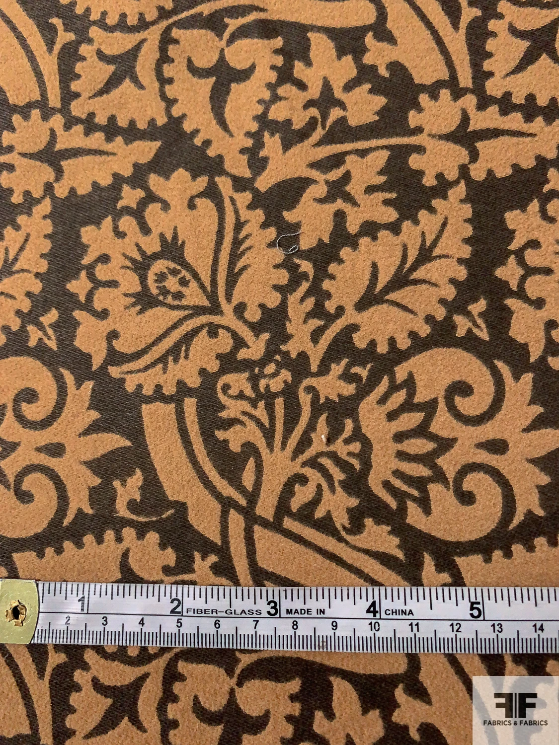 Ornate Tree Stem Embossed Cotton Velveteen - Tan / Brown Stone 8 Ornate Tree Stem Embossed Cotton Velveteen - Tan / Brown Stone - Image 6