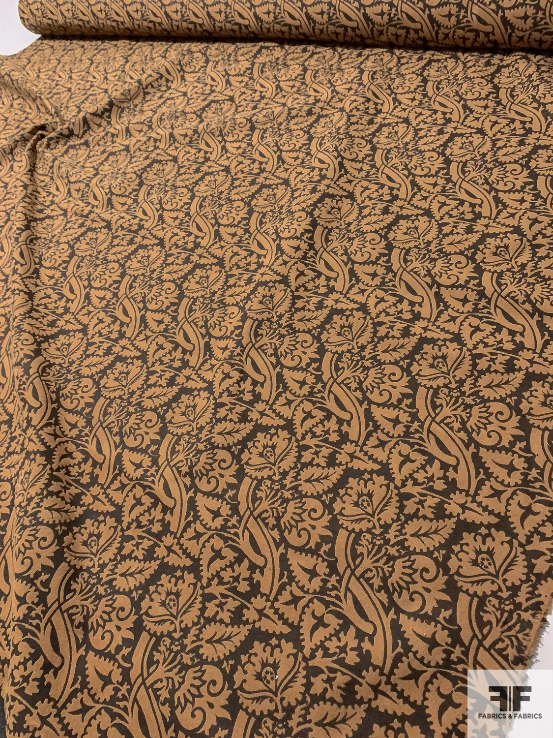 Ornate Tree Stem Embossed Cotton Velveteen - Tan / Brown Stone 9 Ornate Tree Stem Embossed Cotton Velveteen - Tan / Brown Stone - Image 7