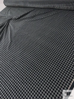 Italian Gingham Check Printed Cotton Velveteen - Grey / Black 15 Italian Gingham Check Printed Cotton Velveteen - Grey / Black -Fabrics And Fabrics Store 11774 7