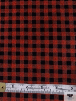 Italian Gingham Check Printed Cotton Velveteen - Brick Orange / Black 12 Italian Gingham Check Printed Cotton Velveteen - Brick Orange / Black -Fabrics And Fabrics Store 11775 5