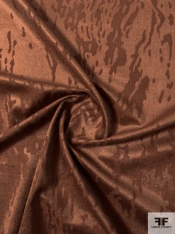 Italian Abstract Streak Embossed Stretch Velveteen - Cinnamon Brown