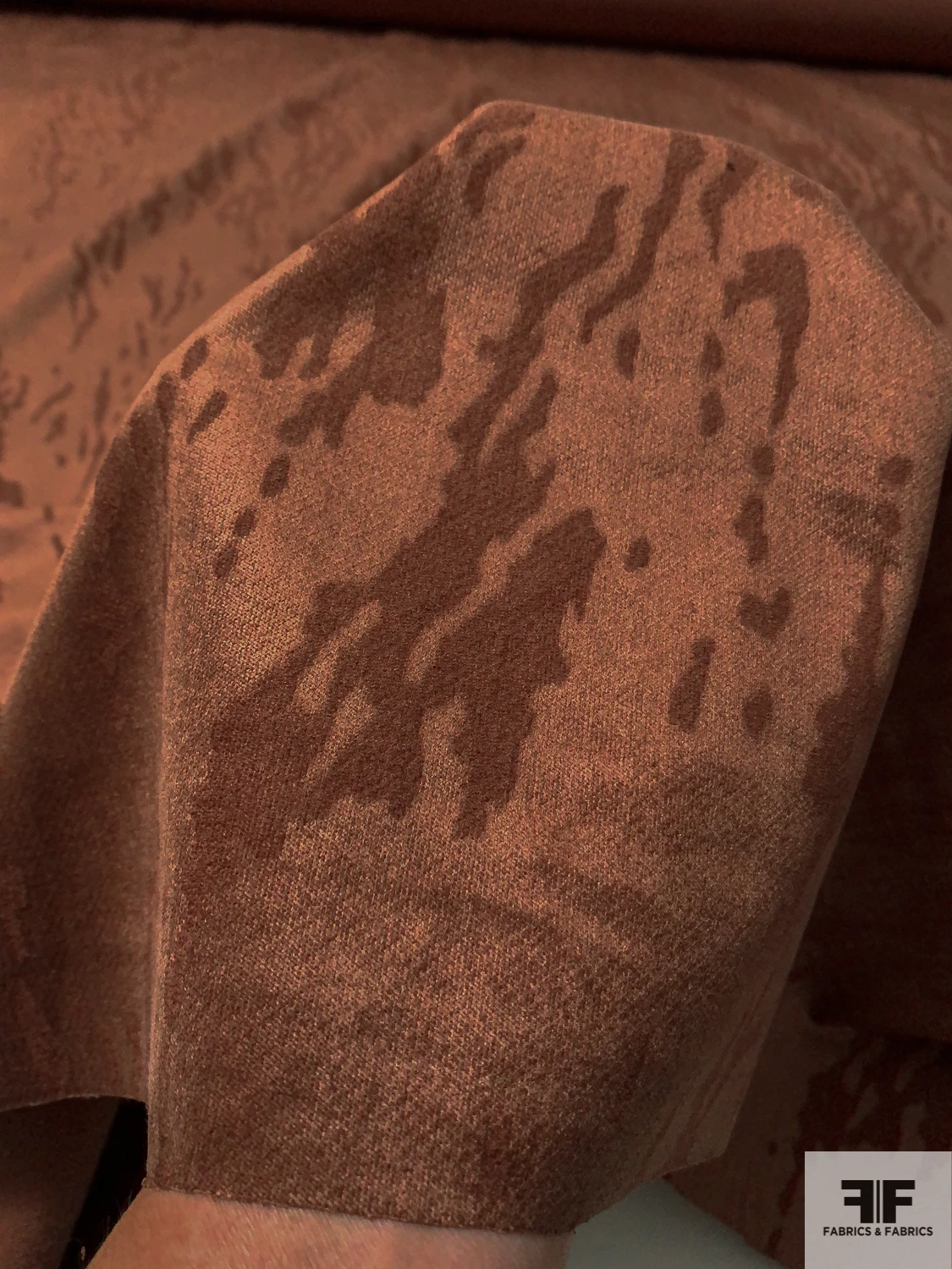 Italian Abstract Streak Embossed Stretch Velveteen - Cinnamon Brown 9 Italian Abstract Streak Embossed Stretch Velveteen - Cinnamon Brown - Image 7