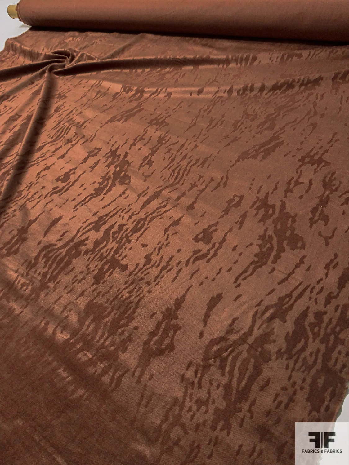 Italian Abstract Streak Embossed Stretch Velveteen - Cinnamon Brown 4 Italian Abstract Streak Embossed Stretch Velveteen - Cinnamon Brown - Image 2