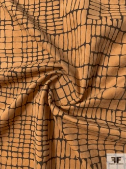 Reptile-Like Grid Printed Cotton Velveteen - Apricot Tan / Darkest Olive 12 Reptile-Like Grid Printed Cotton Velveteen - Apricot Tan / Darkest Olive -Fabrics And Fabrics Store 11786 2