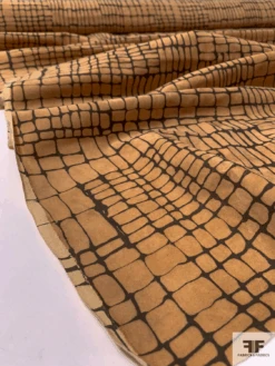 Reptile-Like Grid Printed Cotton Velveteen - Apricot Tan / Darkest Olive 16 Reptile-Like Grid Printed Cotton Velveteen - Apricot Tan / Darkest Olive -Fabrics And Fabrics Store 11786 7
