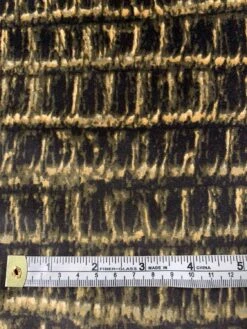 Italian Linear Design Printed Stretch Cotton Velveteen - Black / Olive / Tan -Fabrics And Fabrics Store 11796 5