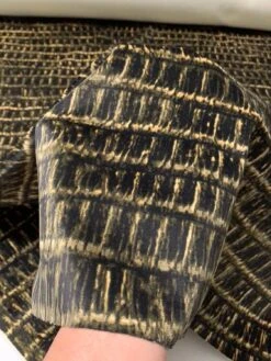 Italian Linear Design Printed Stretch Cotton Velveteen - Black / Olive / Tan -Fabrics And Fabrics Store 11796 6