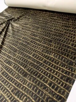 Italian Linear Design Printed Stretch Cotton Velveteen - Black / Olive / Tan -Fabrics And Fabrics Store 11796 8