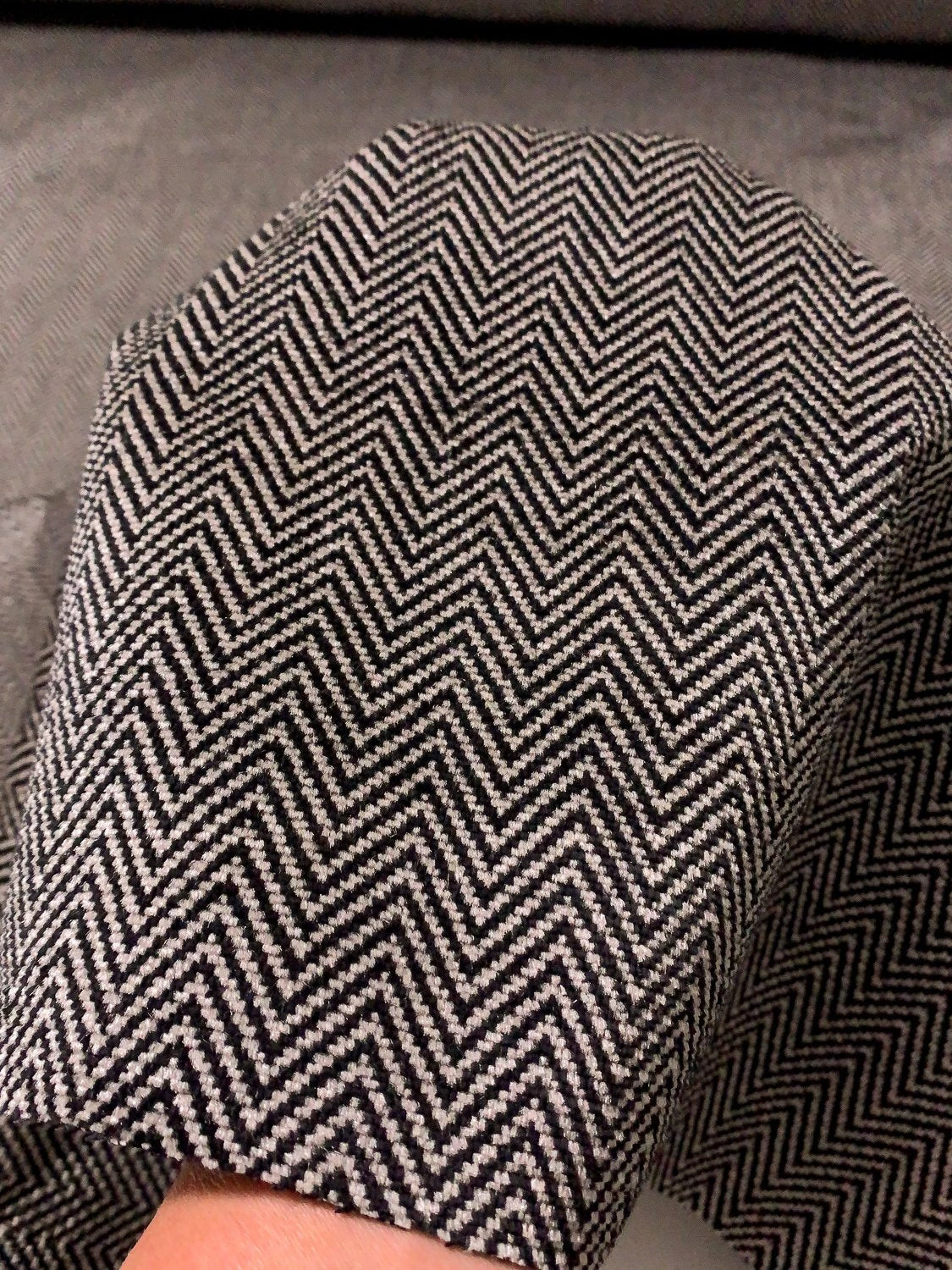 Herringbone Cotton-Poly Velveteen - Light Grey / Black 4 Herringbone Cotton-Poly Velveteen - Light Grey / Black - Image 2