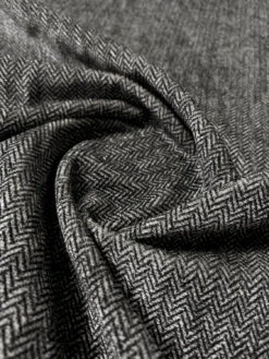 Micro-Herringbone Cotton Velveteen - Black / Ivory