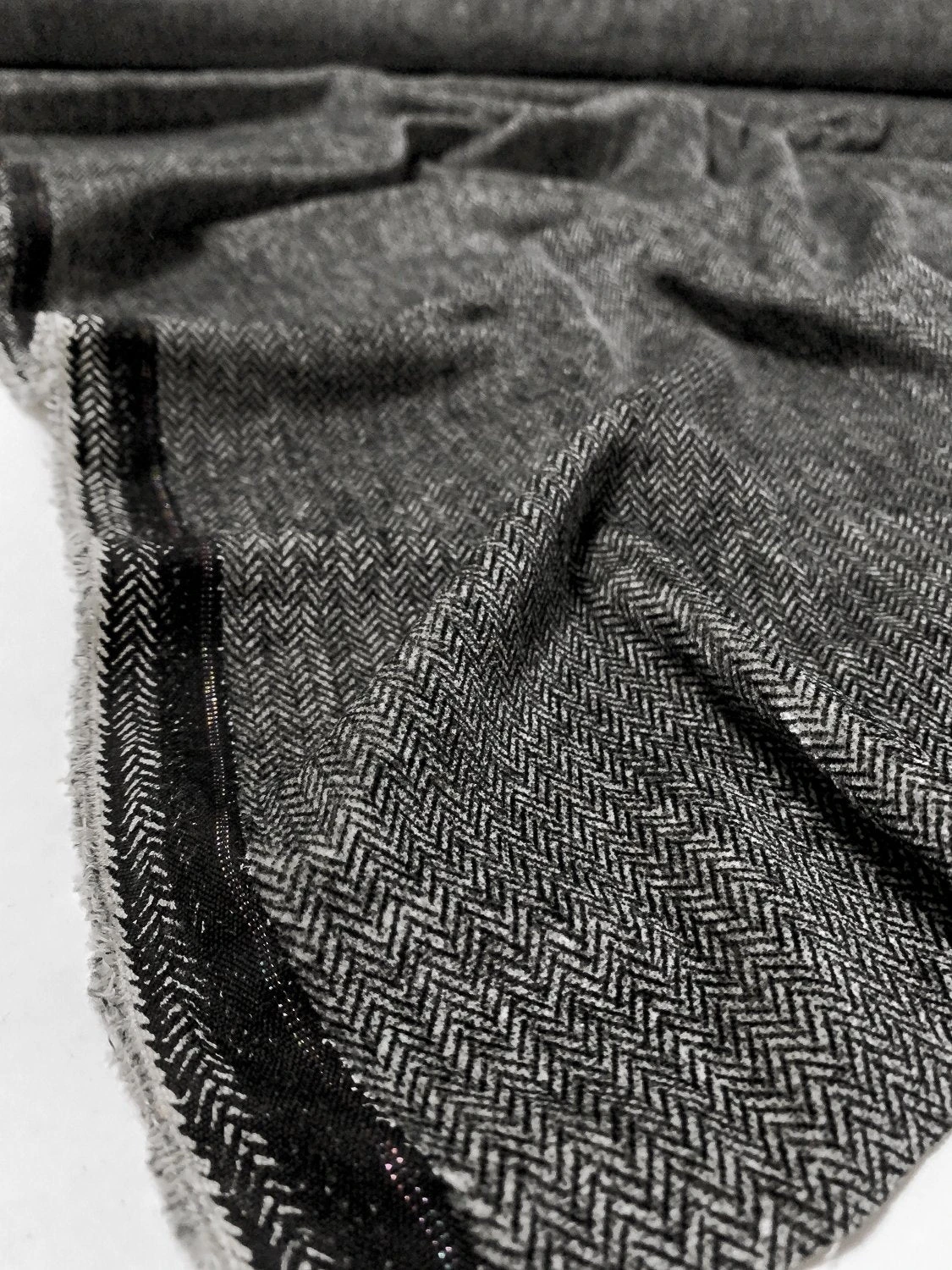 Micro-Herringbone Cotton Velveteen - Black / Ivory 7 Micro-Herringbone Cotton Velveteen - Black / Ivory - Image 5