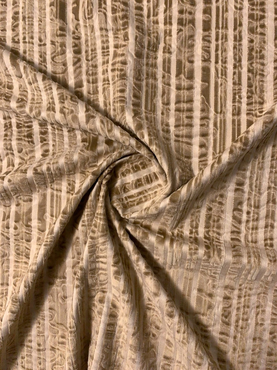 Vertical Emboss Striped Cotton Velveteen - Tan 3 Vertical Emboss Striped Cotton Velveteen - Tan