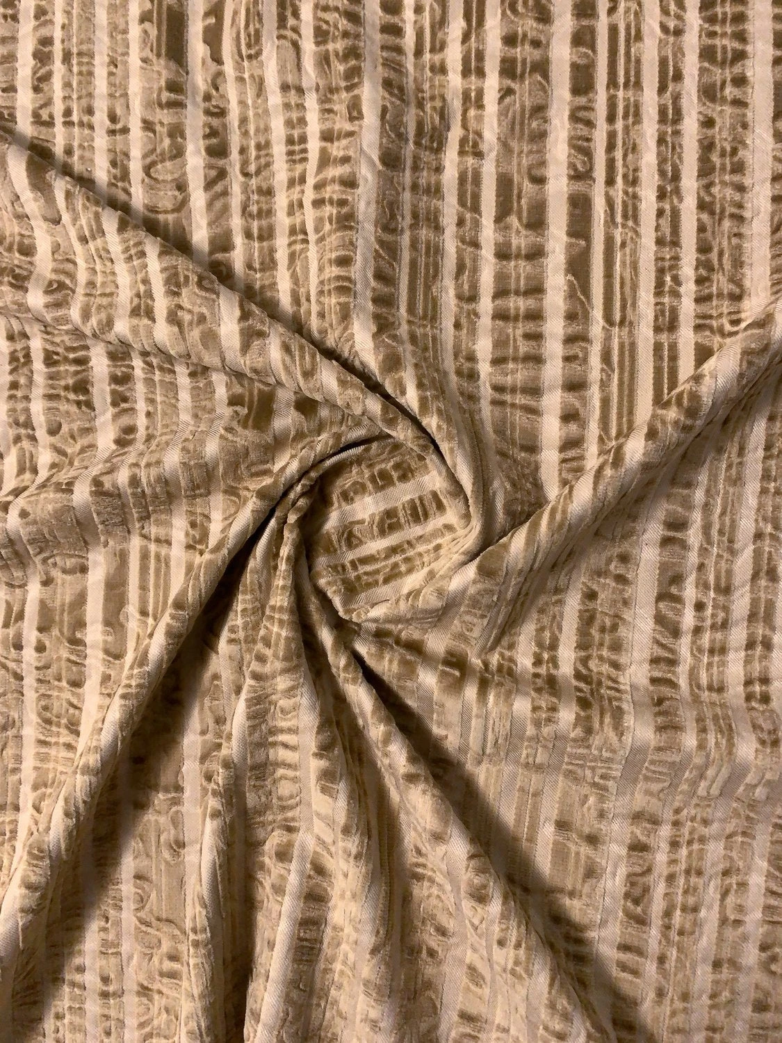 Vertical Emboss Striped Cotton Velveteen - Tan 4 Vertical Emboss Striped Cotton Velveteen - Tan - Image 2