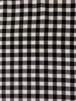 Gingham Check Printed Cotton Velveteen - Black / Ivory -Fabrics And Fabrics Store 11809 4