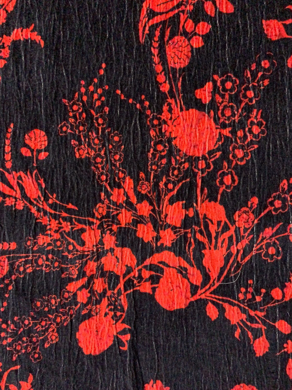 Romantic Floral Washed Cotton Velveteen - Red / Black 7 Romantic Floral Washed Cotton Velveteen - Red / Black - Image 5