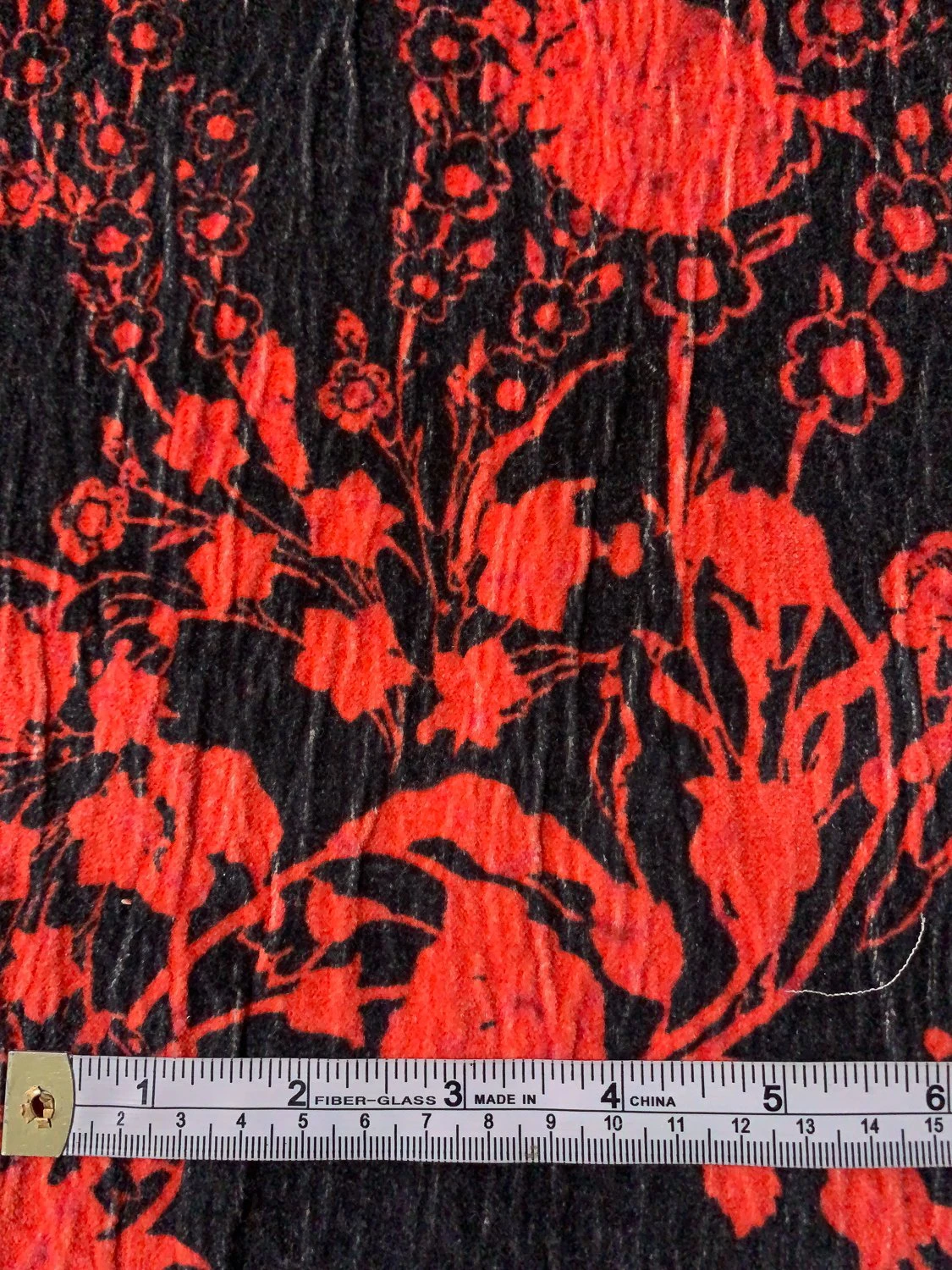 Romantic Floral Washed Cotton Velveteen - Red / Black 8 Romantic Floral Washed Cotton Velveteen - Red / Black - Image 6