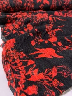 Romantic Floral Washed Cotton Velveteen - Red / Black 17 Romantic Floral Washed Cotton Velveteen - Red / Black -Fabrics And Fabrics Store 11810 7