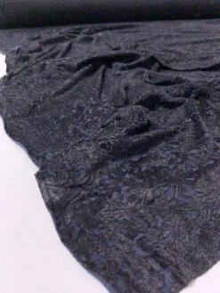 Ornate Floral Stretch Rayon Cut Velvet - Black / Navy 16 Ornate Floral Stretch Rayon Cut Velvet - Black / Navy -Fabrics And Fabrics Store 11814 7