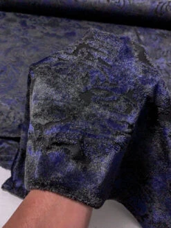 Tiger Face Stretch Rayon Cut Velvet - Black / Navy -Fabrics And Fabrics Store 11815 4
