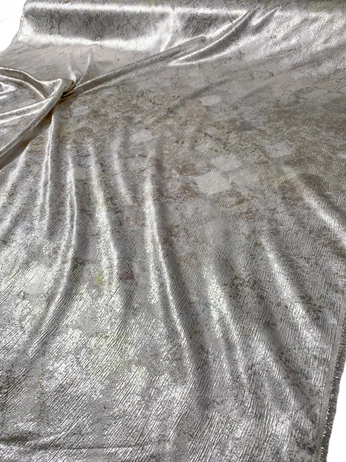 J Mendel Italian Abstract Printed Lamé - Icey Silver / Metallic Earth Tones 8 J Mendel Italian Abstract Printed Lamé - Icey Silver / Metallic Earth Tones - Image 6