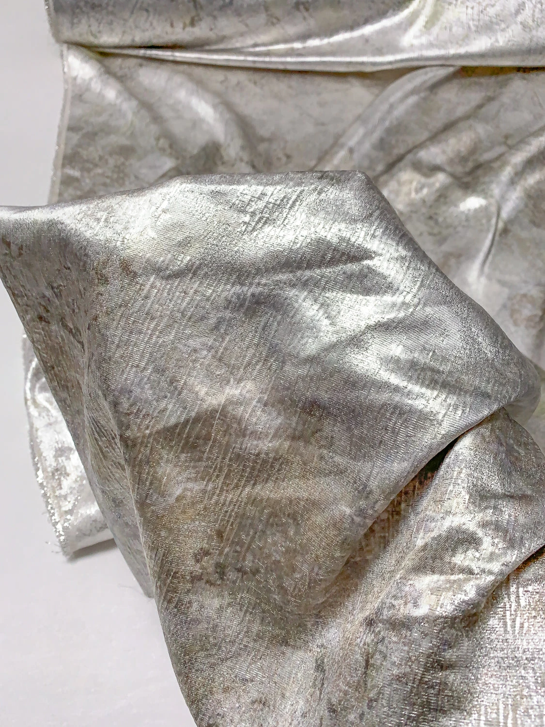 J Mendel Italian Abstract Printed Lamé - Icey Silver / Metallic Earth Tones 9 J Mendel Italian Abstract Printed Lamé - Icey Silver / Metallic Earth Tones - Image 7