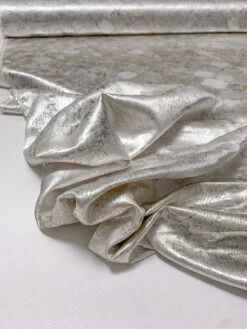 J Mendel Italian Abstract Printed Lamé - Icey Silver / Metallic Earth Tones