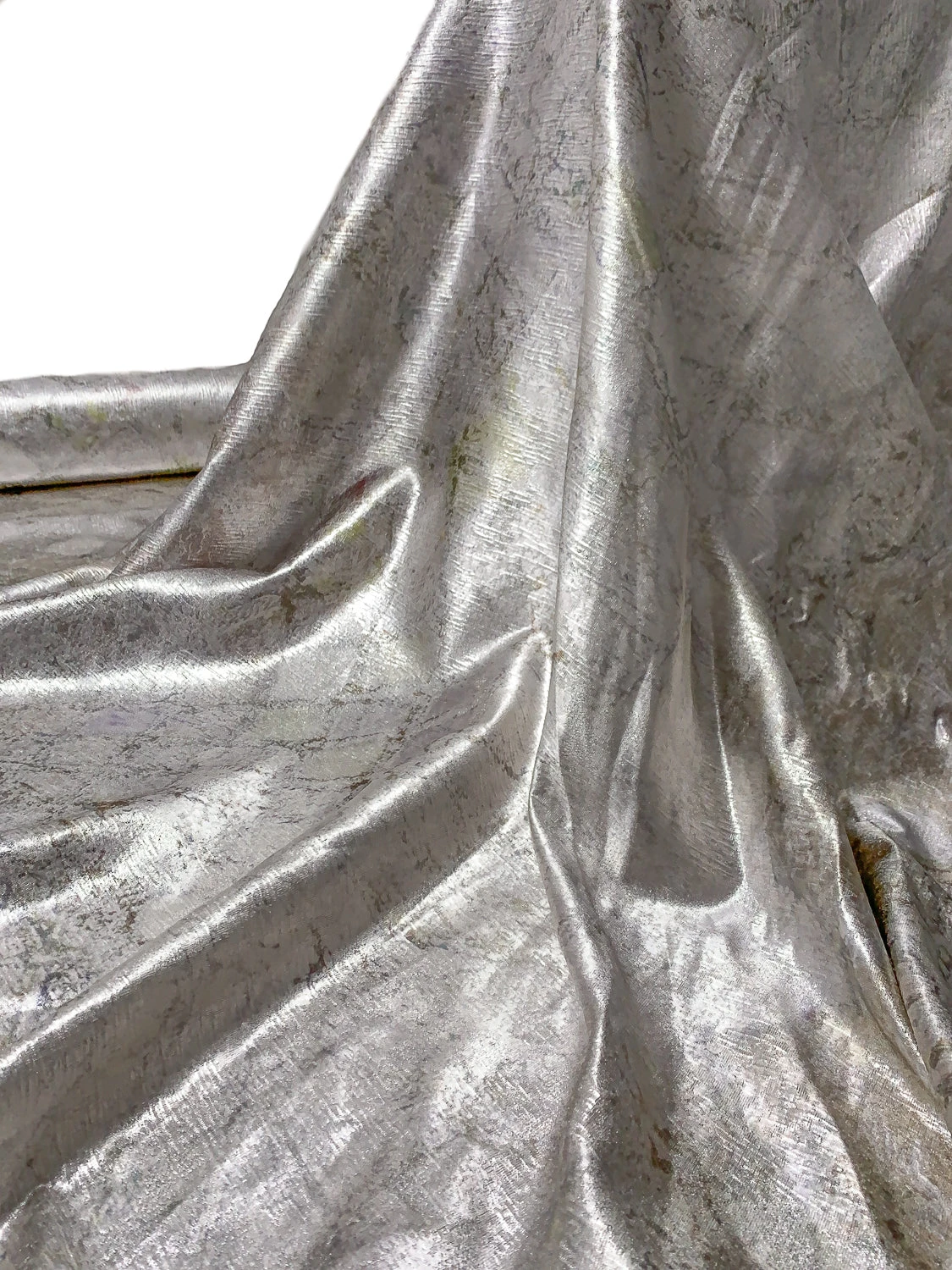 J Mendel Italian Abstract Printed Lamé - Icey Silver / Metallic Earth Tones 4 J Mendel Italian Abstract Printed Lamé - Icey Silver / Metallic Earth Tones - Image 2