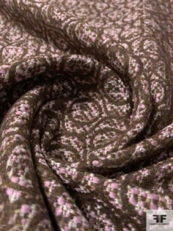 Italian Art Deco Circular Pattern Wool Blend Tweed Brocade - Brown / Orchid / Cream 13 Italian Art Deco Circular Pattern Wool Blend Tweed Brocade - Brown / Orchid / Cream -Fabrics And Fabrics Store 11830 3
