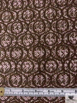 Italian Art Deco Circular Pattern Wool Blend Tweed Brocade - Brown / Orchid / Cream 15 Italian Art Deco Circular Pattern Wool Blend Tweed Brocade - Brown / Orchid / Cream -Fabrics And Fabrics Store 11830 5