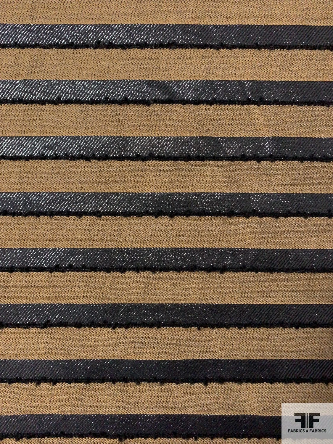 Italian Novelty Suiting With Horizontal Lamé Stripes - Sand / Gunmetal 7 Italian Novelty Suiting With Horizontal Lamé Stripes - Sand / Gunmetal - Image 5