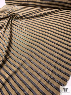 Italian Novelty Suiting With Horizontal Lamé Stripes - Sand / Gunmetal 17 Italian Novelty Suiting With Horizontal Lamé Stripes - Sand / Gunmetal -Fabrics And Fabrics Store 11832 8