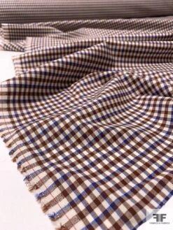 Italian Gingham Check Lightweight Stretch Wool Suiting - Burgundy / Blue / Ivory 16 Italian Gingham Check Lightweight Stretch Wool Suiting - Burgundy / Blue / Ivory -Fabrics And Fabrics Store 11838 7